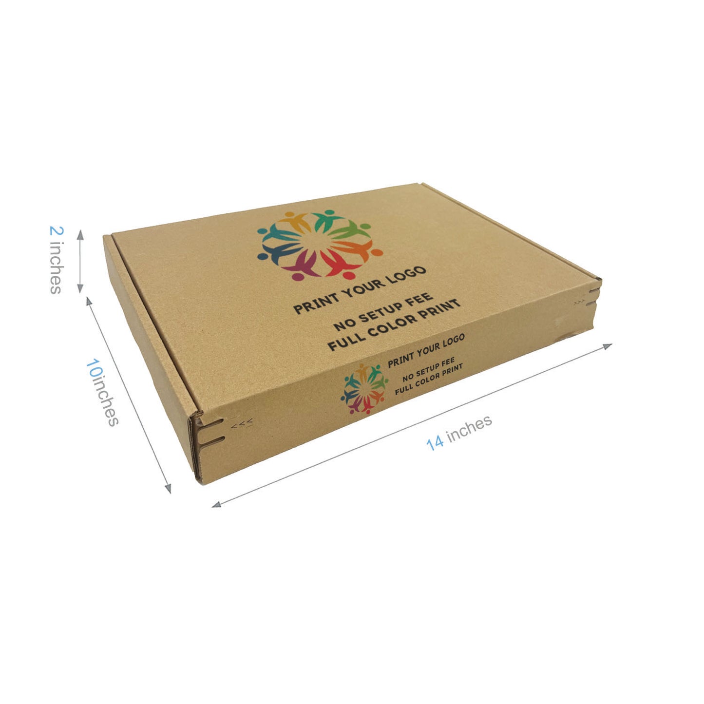 14" x 10" x 2" - Custom Kraft Mailer Boxes Self-Seal Tape - Bundle of 40 - KIS PAPER - 1277; Full Color Custom Print, Printed in Canada; From $2.715/pc