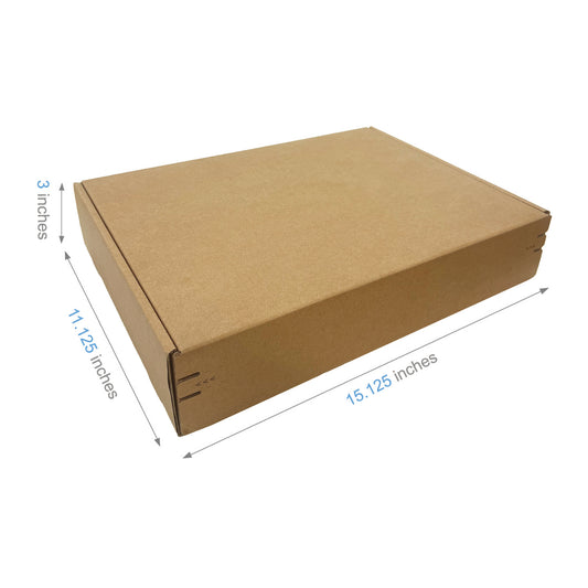 15.125" x 11.125" x 3" - Kraft Mailer Boxes Self-Seal Tape - Bundle of 40 - KIS PAPER - 1280; $2.223/pc