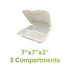 7" x 7" x 3" - Pebble MFPP Clamshell Box - 3-Compartment - Carton of 150 - KIS PAPER - 5051; $0.219/pc