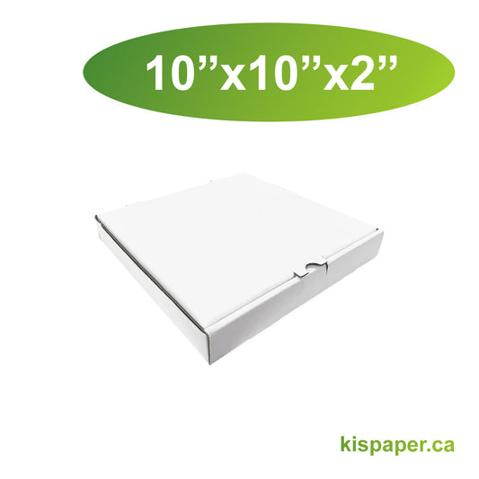 10" x 10" x 2" - White Pizza Boxes - Carton of 50 - KIS PAPER - 5475; $0.37/pc