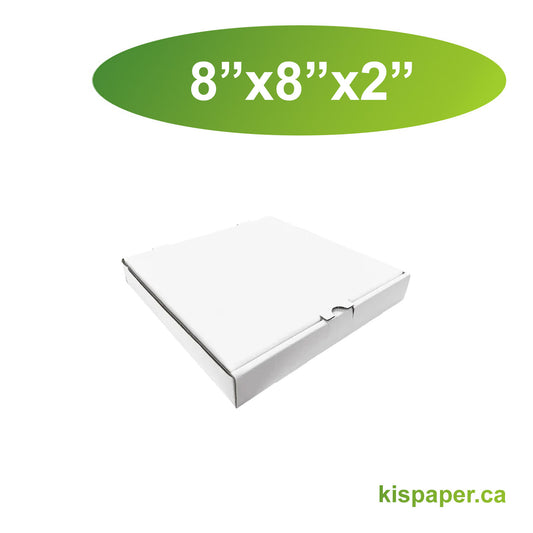 8" x 8" x 2" - White Pizza Boxes - Carton of 50 - KIS PAPER - 5473; $0.27/pc