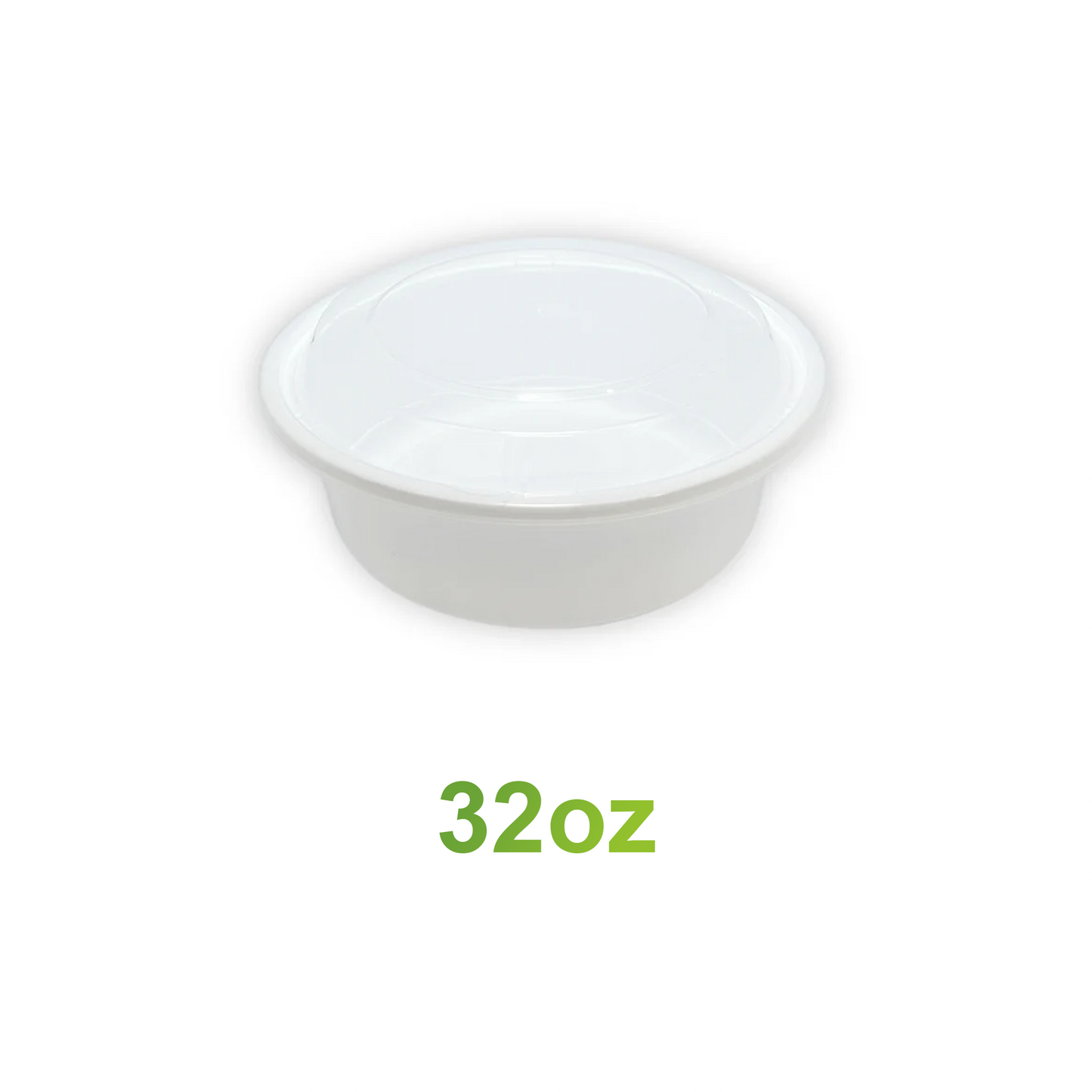 32oz - PP Round Container 7" Combo Set White - Carton of 150 - KIS PAPER - 5163; $0.28/set