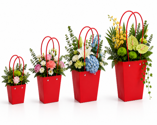 Red Waterproof Flower Pot Bags – 4 Sizes (Small, Medium, Large, Extra Large) | 50pcs/Bundle