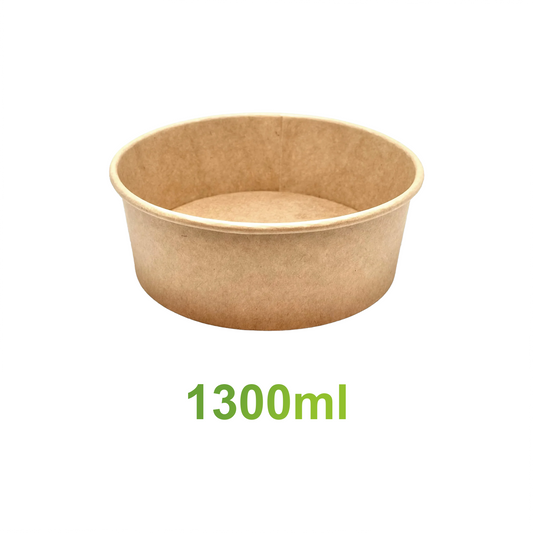 1300ml - Paper Salad Bowl Kraft - Carton of 300 - KIS PAPER - 5041; From $0.23/pc