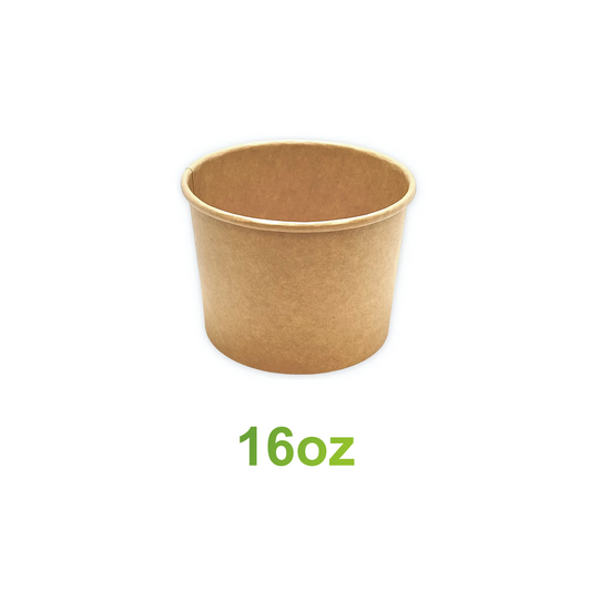 16oz - Paper Soup Containers Kraft - Carton of 500 - KIS PAPER - 5002; From $0.12/pc