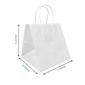 Cube White Paper Bags (10.5" x 10.5" x 10.5" with Twist Handles 250 pcs/case SKU #5435