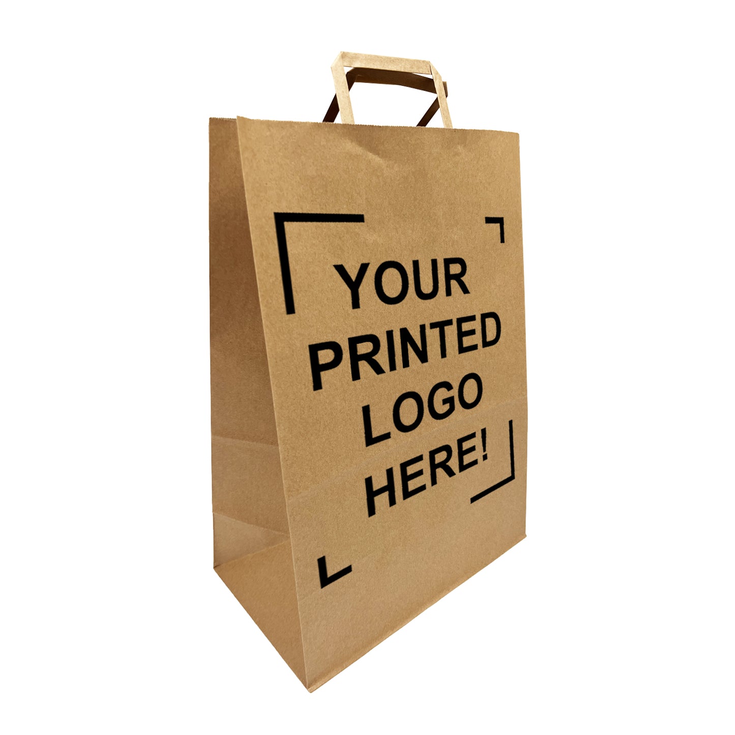 300 Pcs, Simba, 12x7x17 inches, Kraft Paper Bags, with Flat Handle, Full Color Custom Print