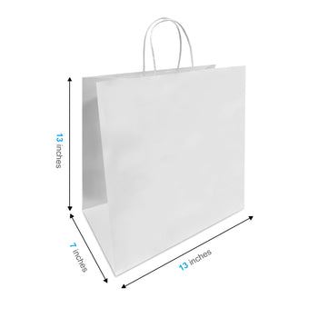 Star White Paper Bags 13" x  7" x  13" with Twist Handles 250 pcs/case SKU #5362