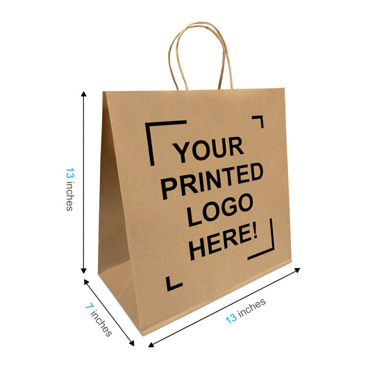 250 Pcs, Star, 13x7x13 inches, Kraft Paper Bags, with Twisted Handle, Full Color Custom Print