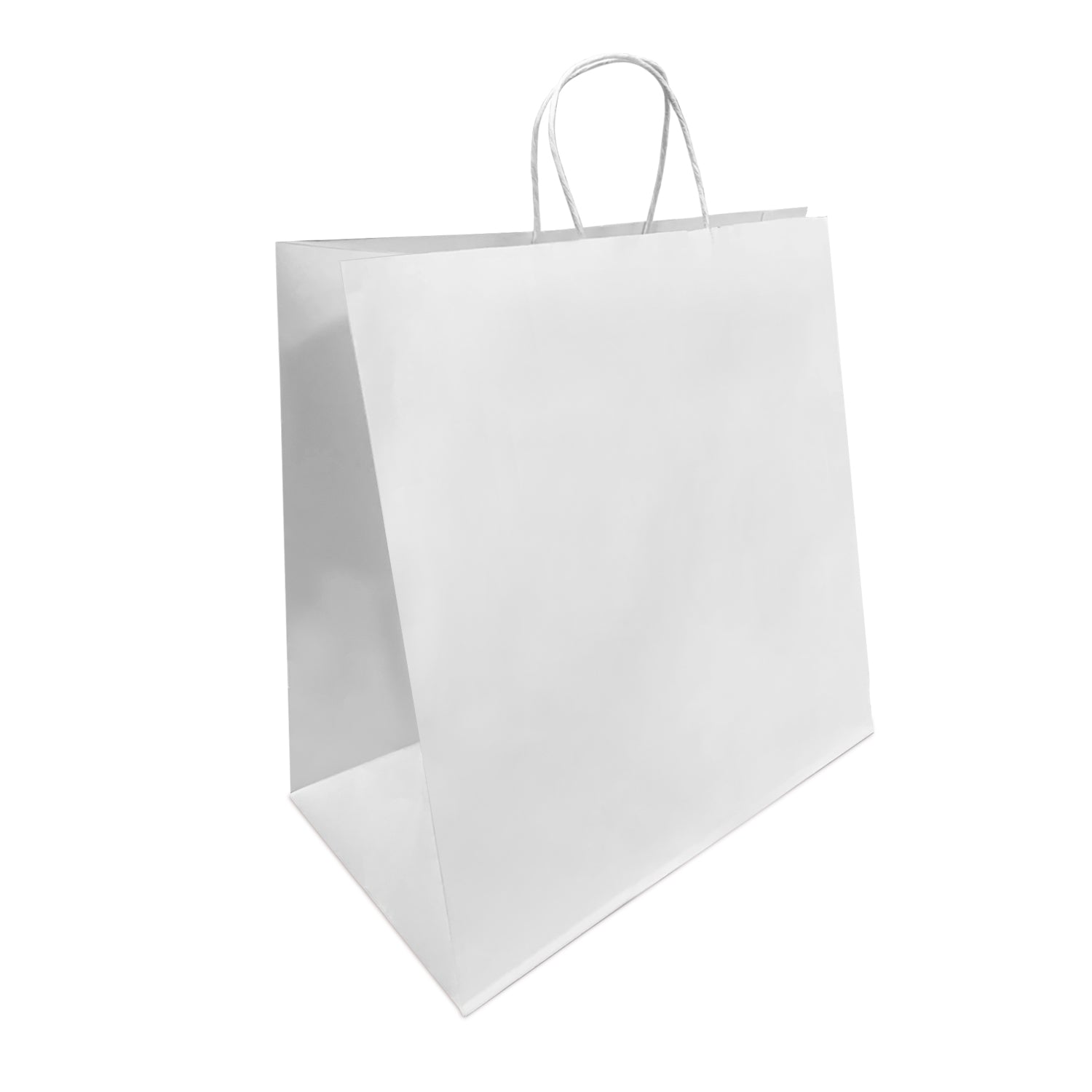 200 Pcs, Tiger, 14x8x14 inches, White Kraft Paper Bags, with Twisted Handle