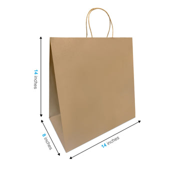 Tiger Kraft Paper Bags 14" x  8" x  14" with Twist Handles 200 pcs/case SKU #5448