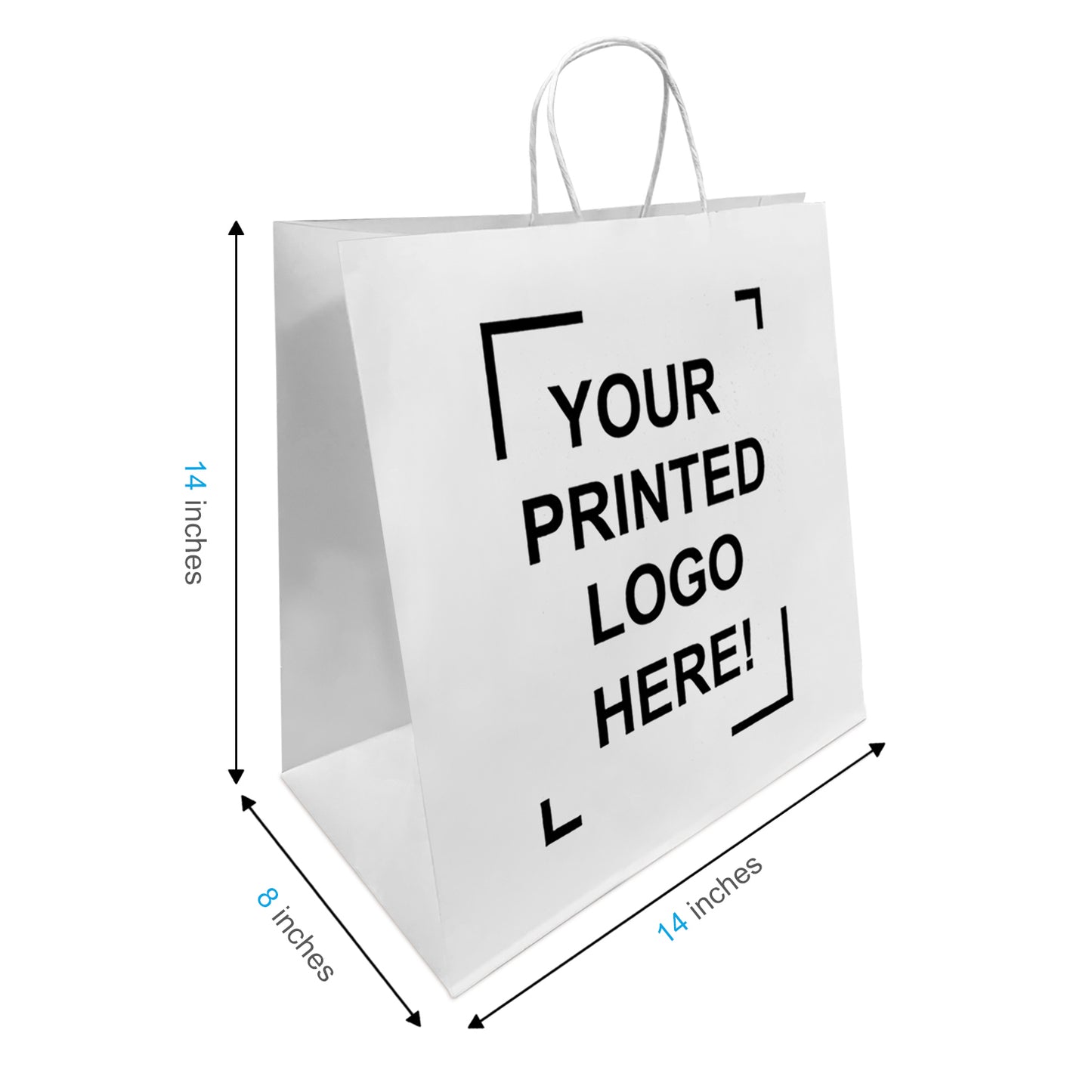 200 Pcs, Tiger, 14x8x14 inches, Kraft Paper Bags, with Twisted Handle, Full Color Custom Print