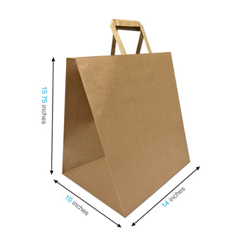 1410FB | 250pcs Super Royal 14x10x15.75 inches Kraft Paper Bag Flat Handles; $0.52/pc