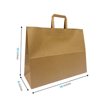 Vogue Kraft Paper Bags 16" x 6" x 12" with Flat Handles 300 pcs/case SKU #5312