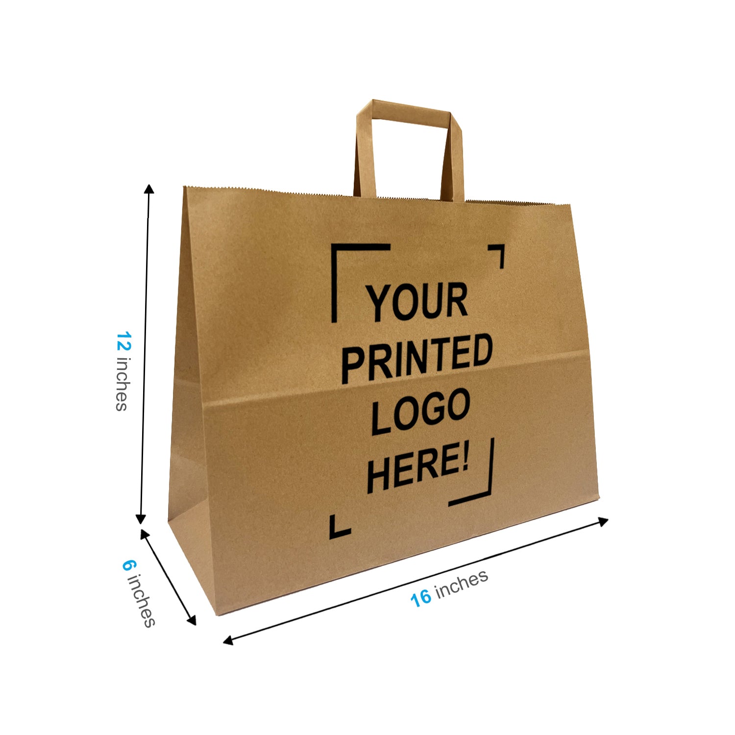 300 Pcs, Vogue, 16x6x12 inches, Kraft Paper Bags, with Twisted Handle, Full Color Custom Print