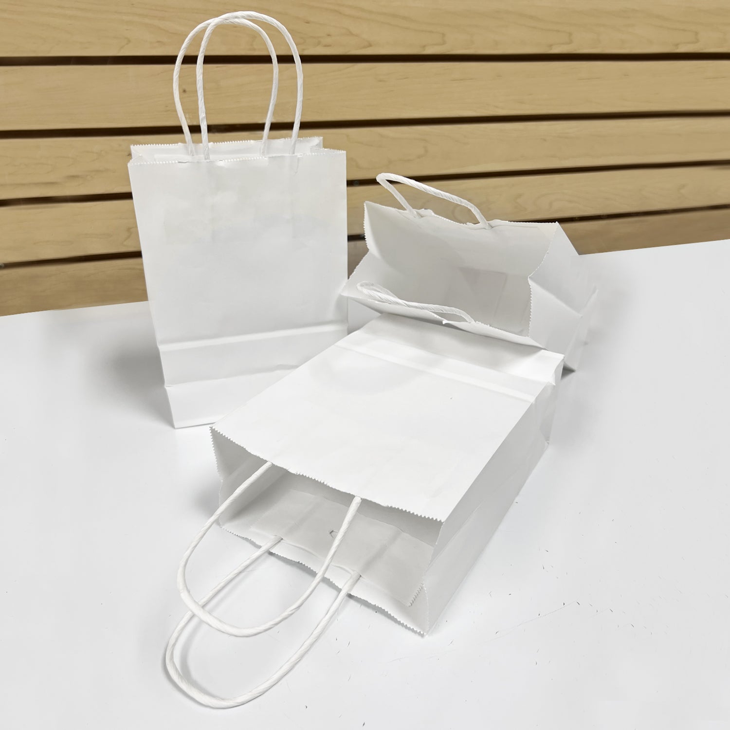250 Pcs, Gem, 5.3x3.5x8.5 inches, White Kraft Paper Bags, with Twisted Handle