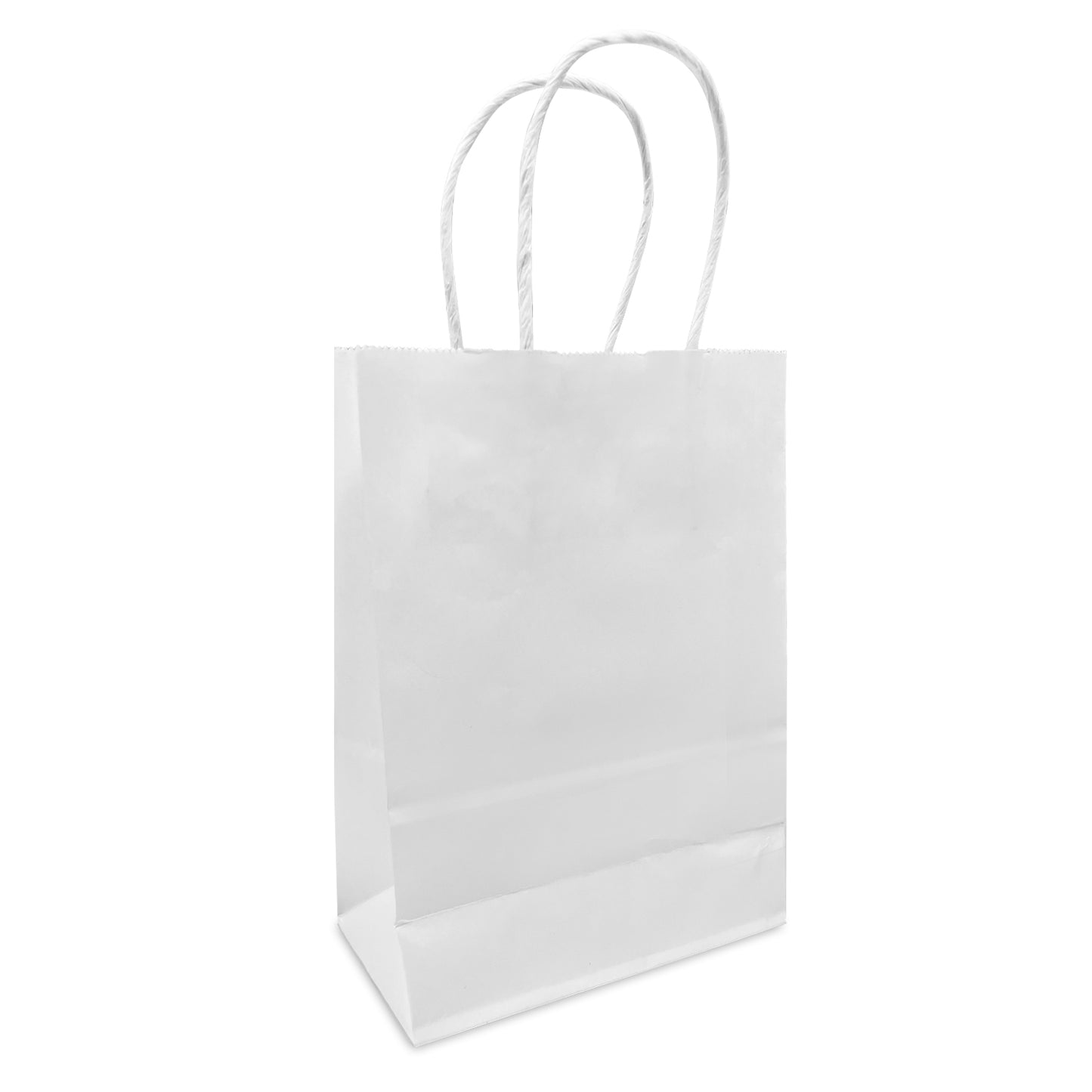250 Pcs, Gem, 5.3x3.5x8.5 inches, White Kraft Paper Bags, with Twisted Handle
