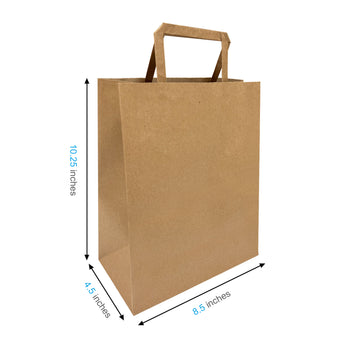 Cub Kraft Paper Bags 8.5" x  4.75" x  10.25" with Flat Handles 300 pcs/case SKU #5431