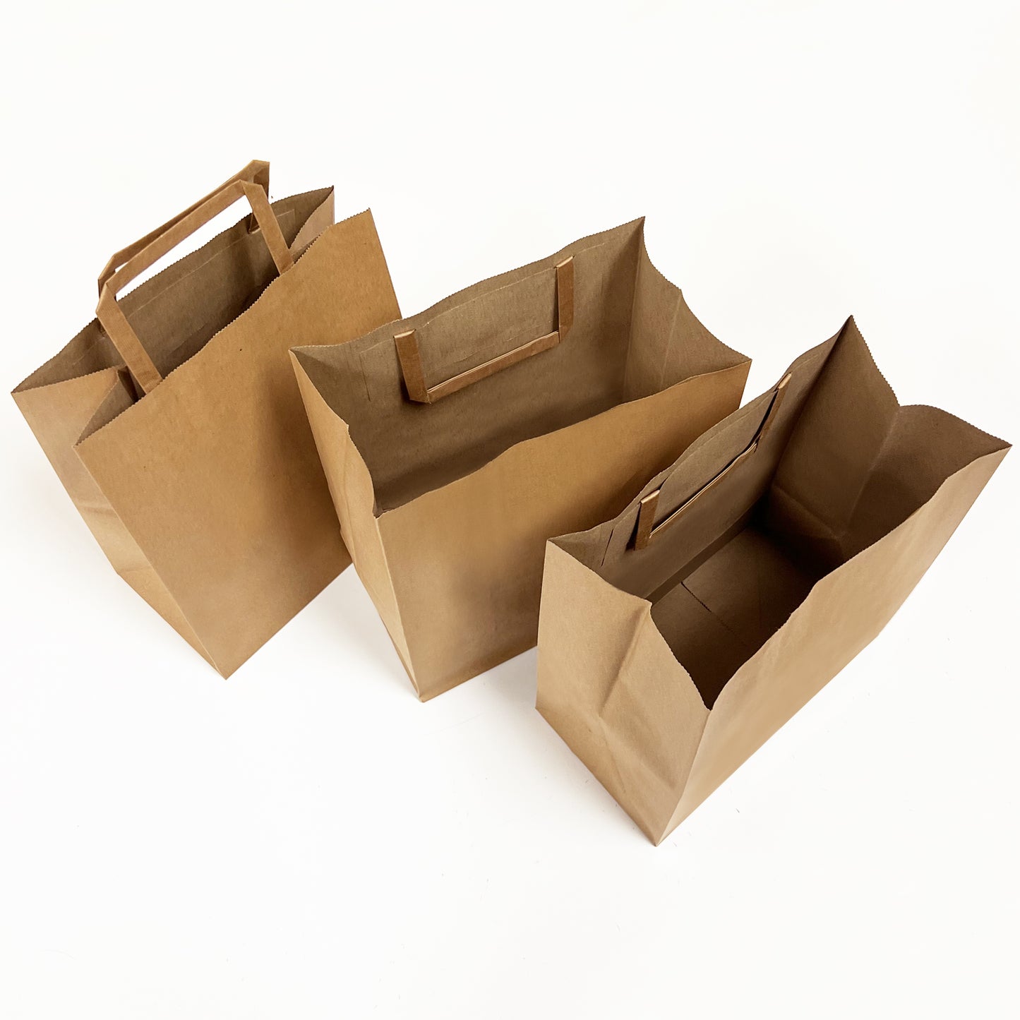 300 Pcs, Cub, 8.5x4.5x10 inches, Kraft Paper Bags, with Flat Handle