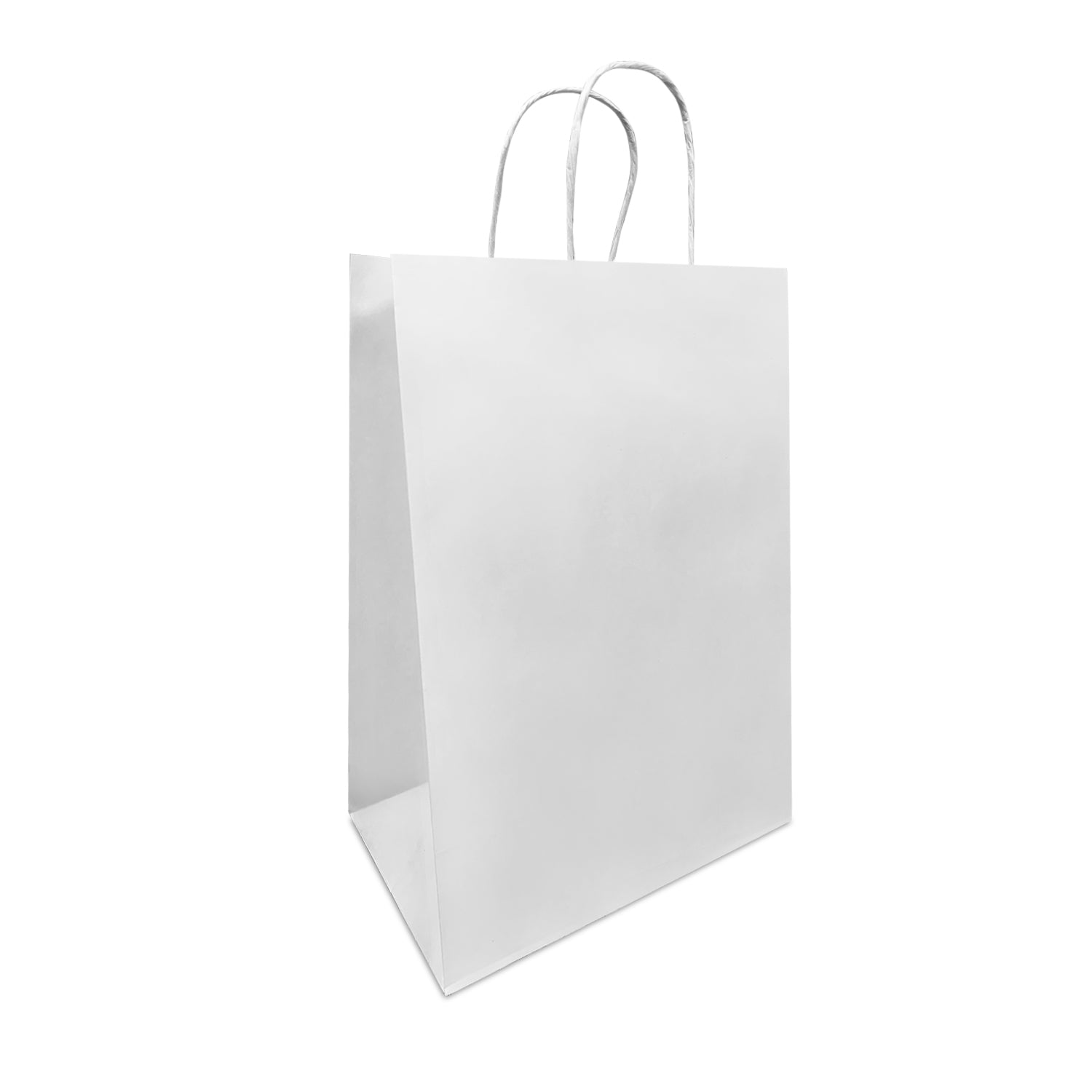 200 Pcs, Double Wine, 9x5.75x13.5 inches, White Kraft Paper Bags, with Twisted Handle