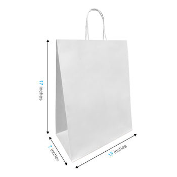 Mart White Paper Bags 13“ x  7” x  17“ with Twist Handles 250 pcs/case SKU #5364