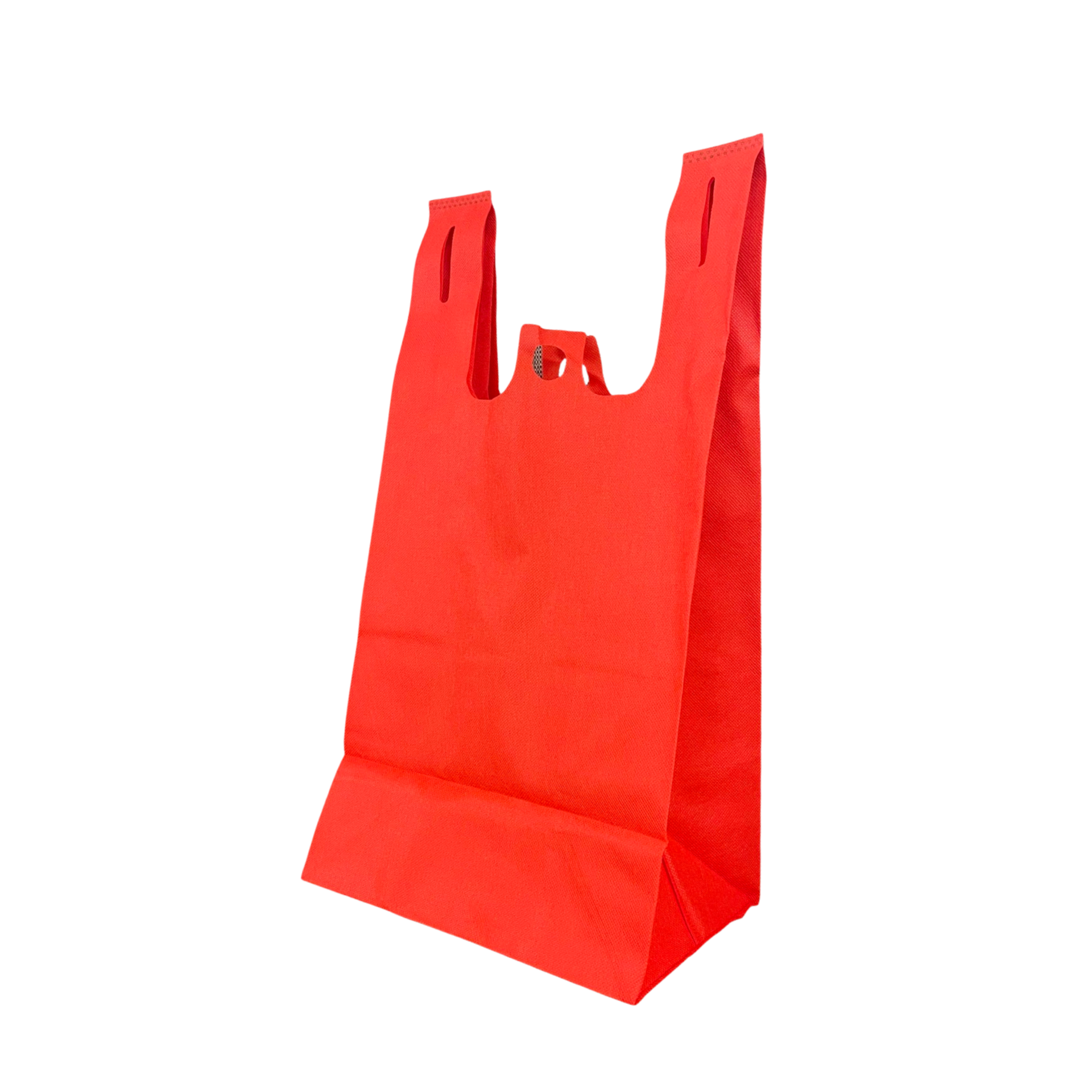 200pcs, T-Shirt Bag, 11x7x20x7 inches, Red Non-Woven Reusable Shopping Bags, with Square Bottom