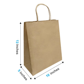 Debbie Kraft Paper Bags 10" x 5" x 13"  with Twist Handles, SKU #5305