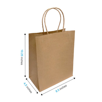 Cub Kraft Paper Bags  (8.5" x 4.75" x 10.25") with Twist Handles - 250 pcs/case - SKU #5220