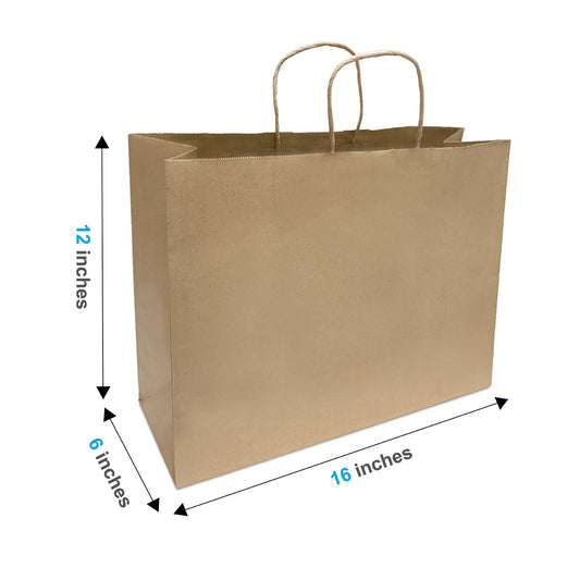 100pcs, Gem 5.3x3.5x8.5 inches Kraft Paper Bags Twist Handles; Full Co –  Kis Paper Canada