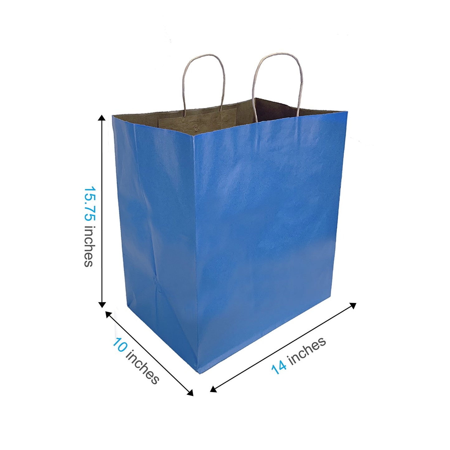 200 Pcs, Super Royal, 14x10x15.75 inches, Navy Kraft Paper Bags, with Twisted Handle