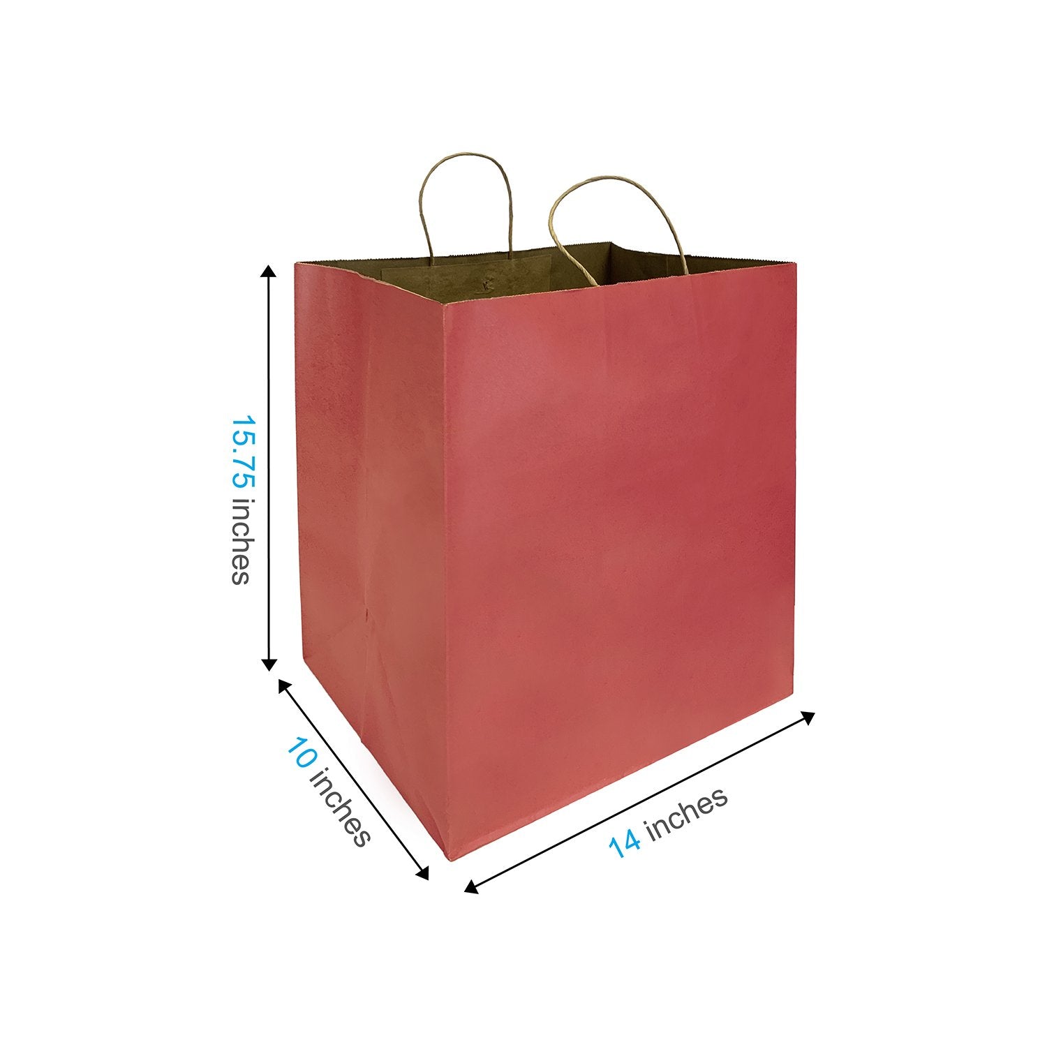 200 Pcs, Super Royal, 14x10x15.75 inches, Burgundy Kraft Paper Bags, with Twisted Handle