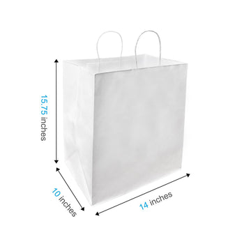 Super Royal White Paper Bags (14" x 10" x 15.75" with Twist Handles 200 pcs/case SKU #5321