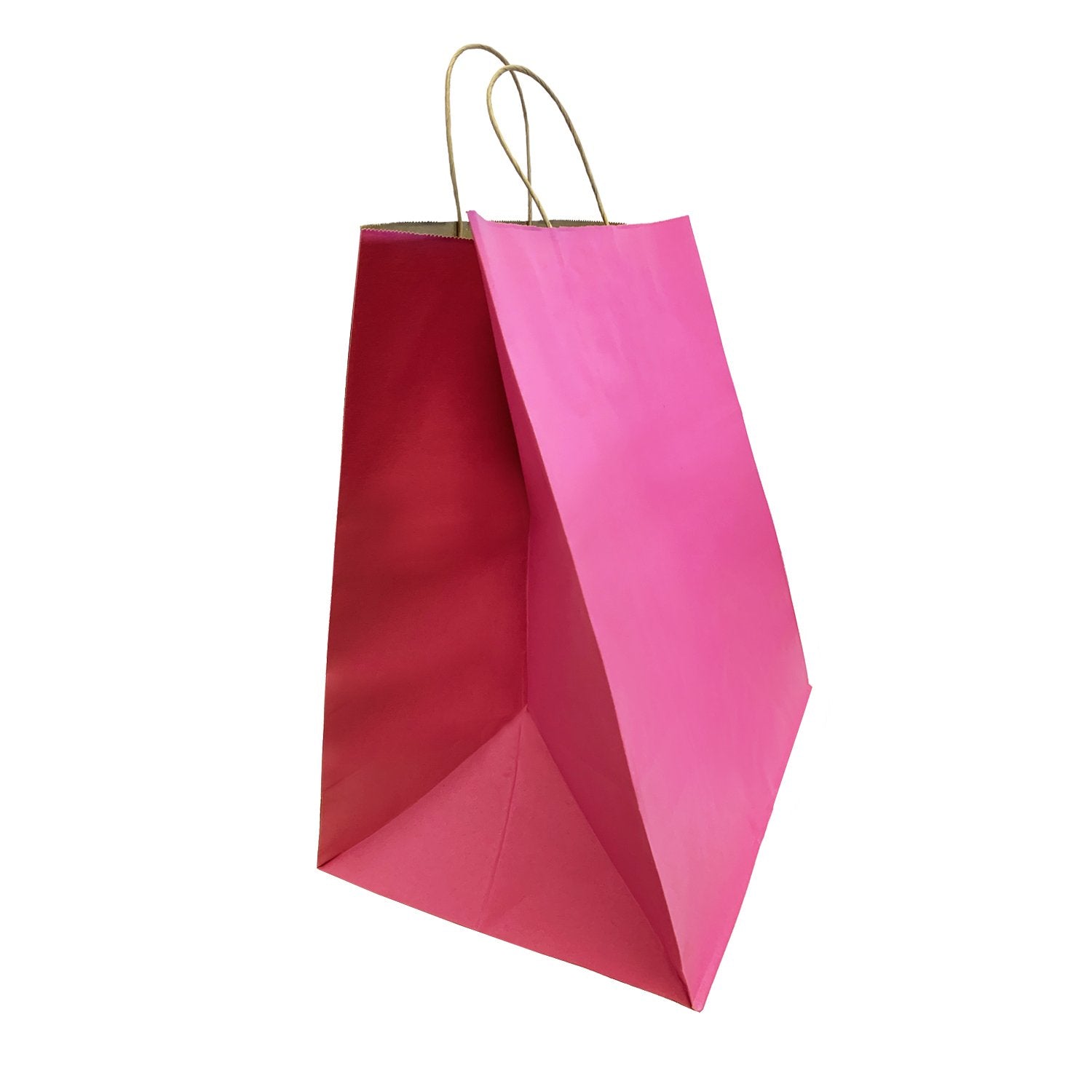 200 Pcs, Super Royal, 14x10x15.75 inches, Pink Kraft Paper Bags, with Twisted Handle